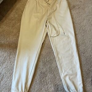 Women’s faux Beige Jogger Pants size M